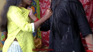 Indian girl fucks his elder and small Inside own tent at the fair