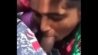 Indian village bhabhi sucking husbnads cock before having outdoor fuck